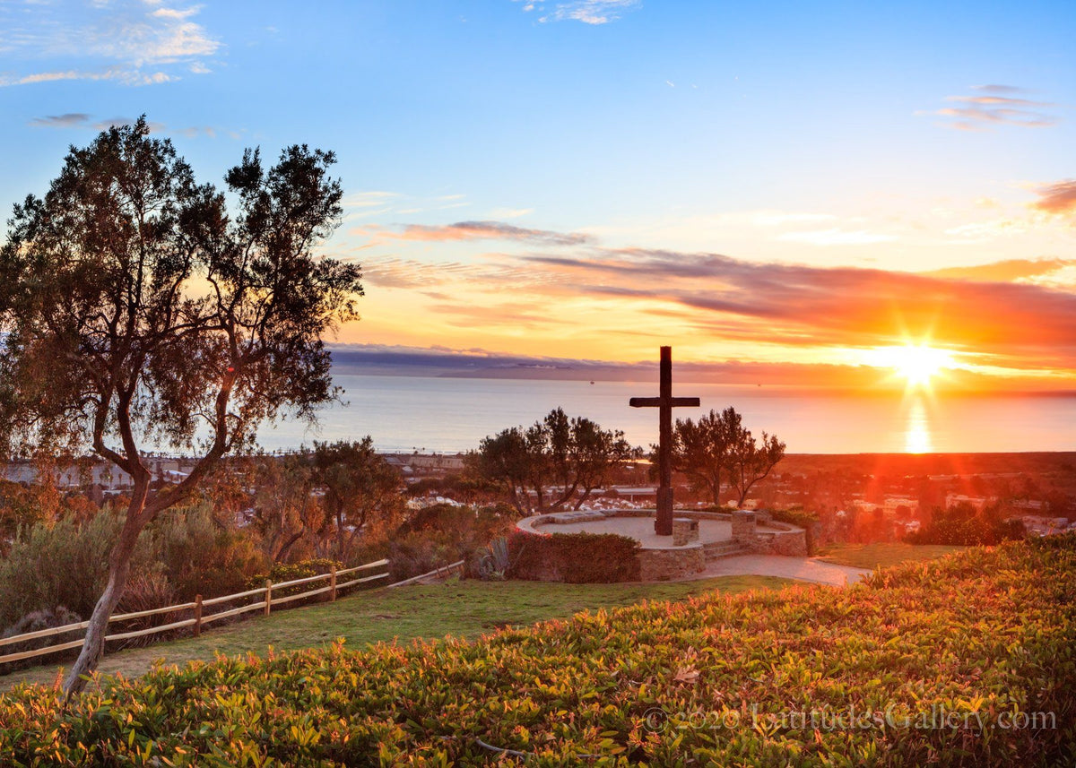 Grant Park Sunset - Serra Cross & Ocean Photo, Ventura, CA