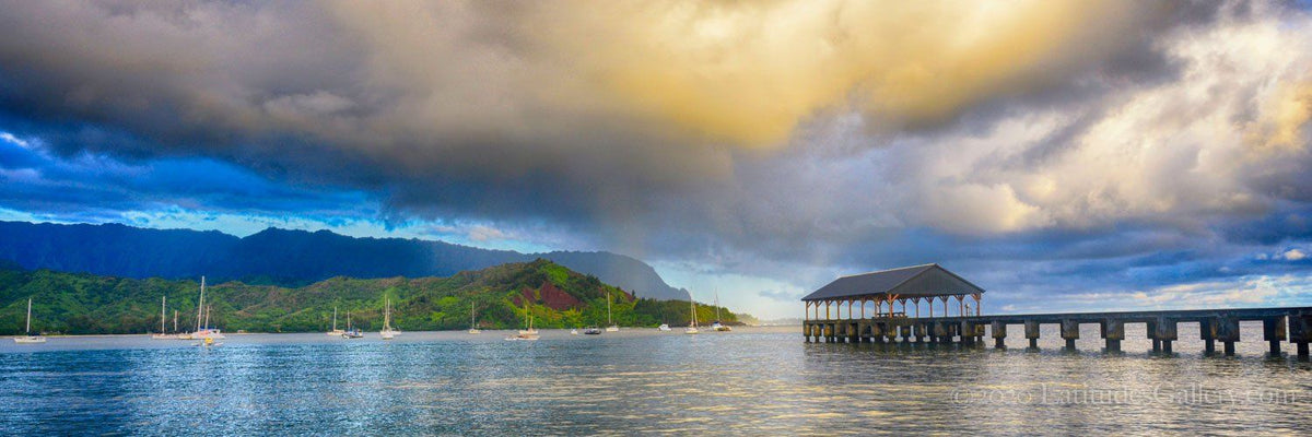 Hanalei Bay Sunrise Panoramic - Fine Art Photograph, Kauai, HI