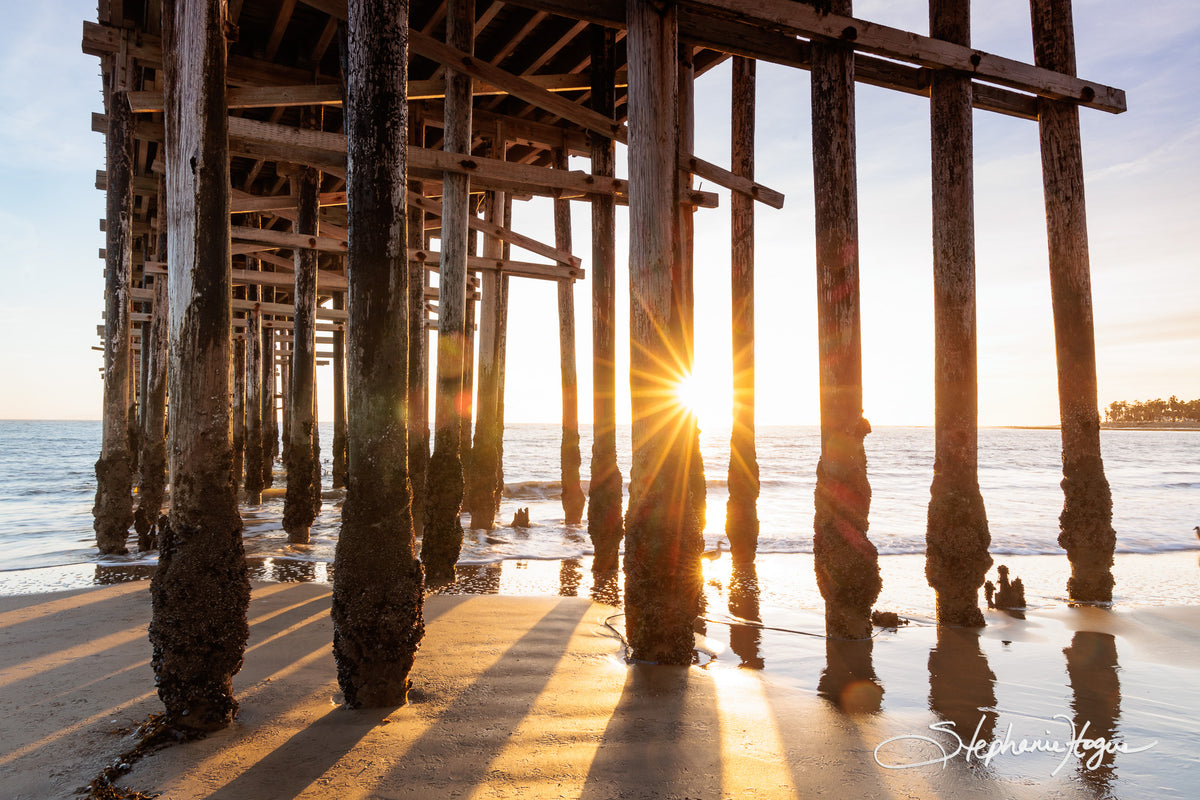 Sunburst Under the Ventura Pier Ventura California Beach Photograph Sunburst Under the Ventura Pier Ventura California Beach Photograph