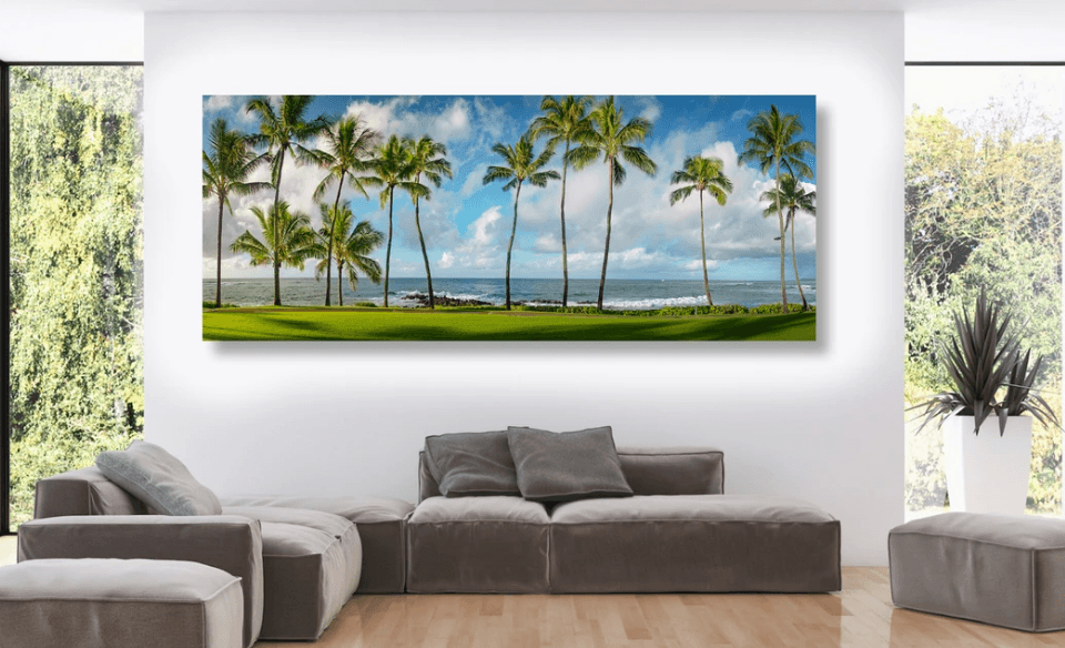 Hawaiian Palm Trees make a dramatic art piece for the living room