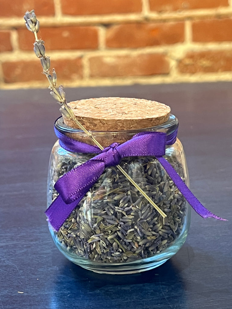 Lavender Apothecary jar filled with dried lavender