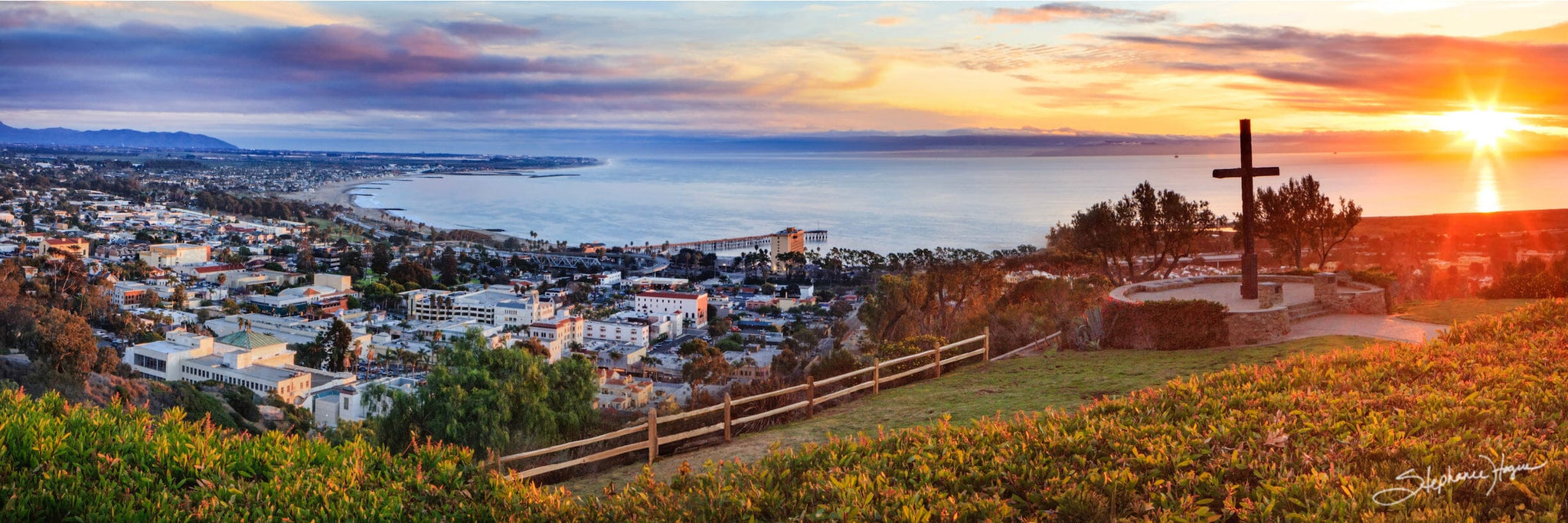 Ventura Sunset Panoramic - Ocean & Channel Islands Photo, CA