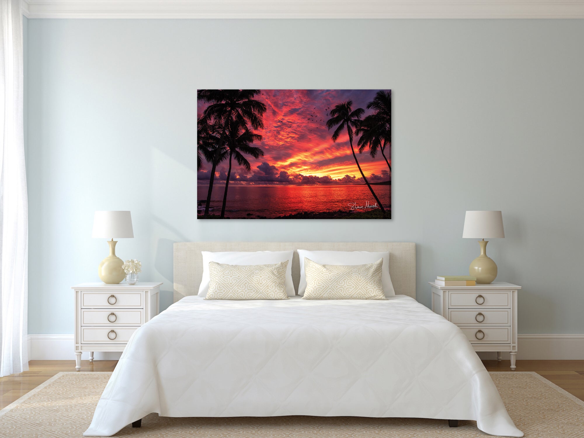 Palms Ablaze - Hawaiian Sunset Fine Art Photograph, Kauai, HI