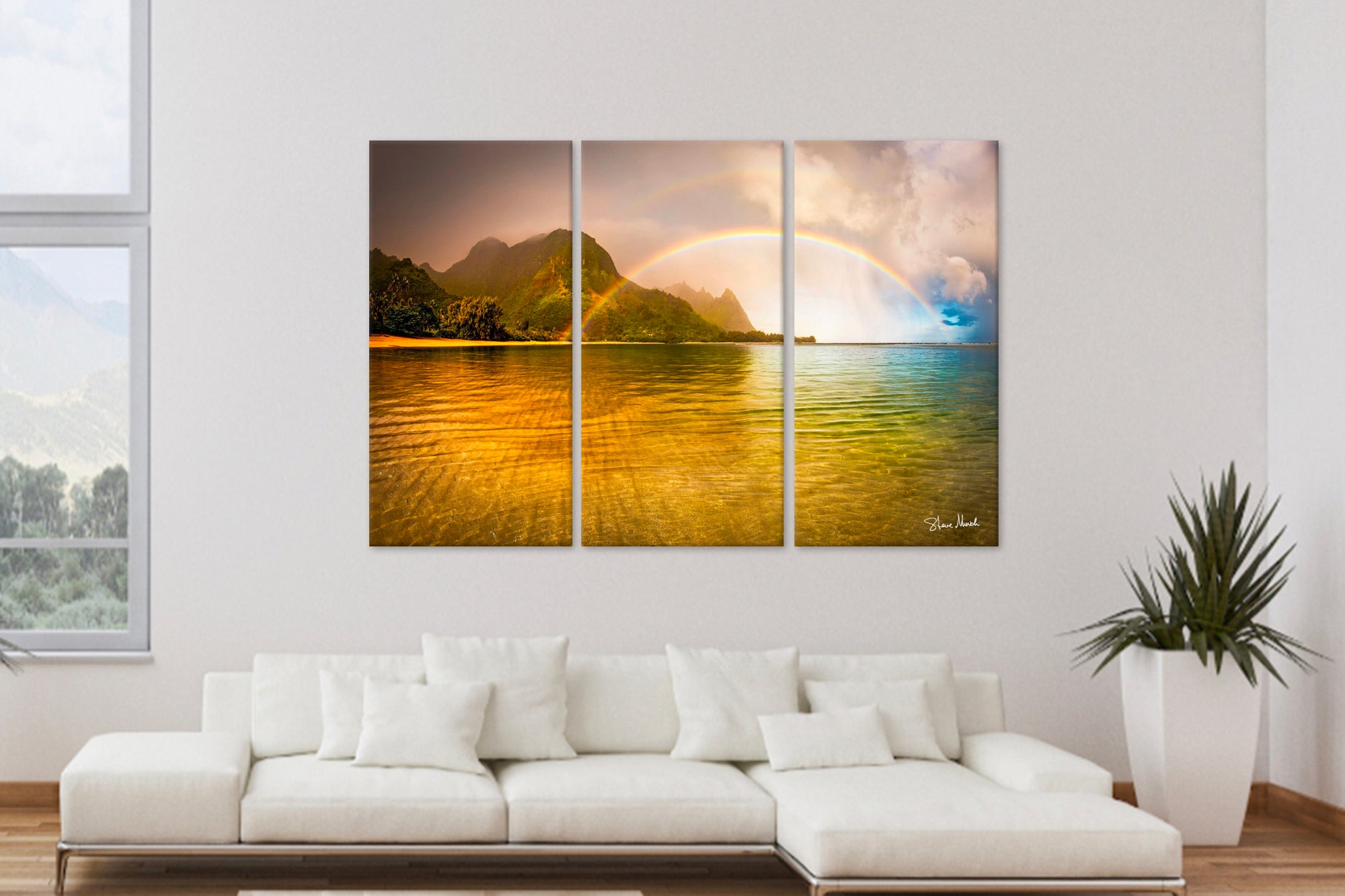 Tunnels Beach Rainbow - Rainbow Photograph in Kauai, Hawaii